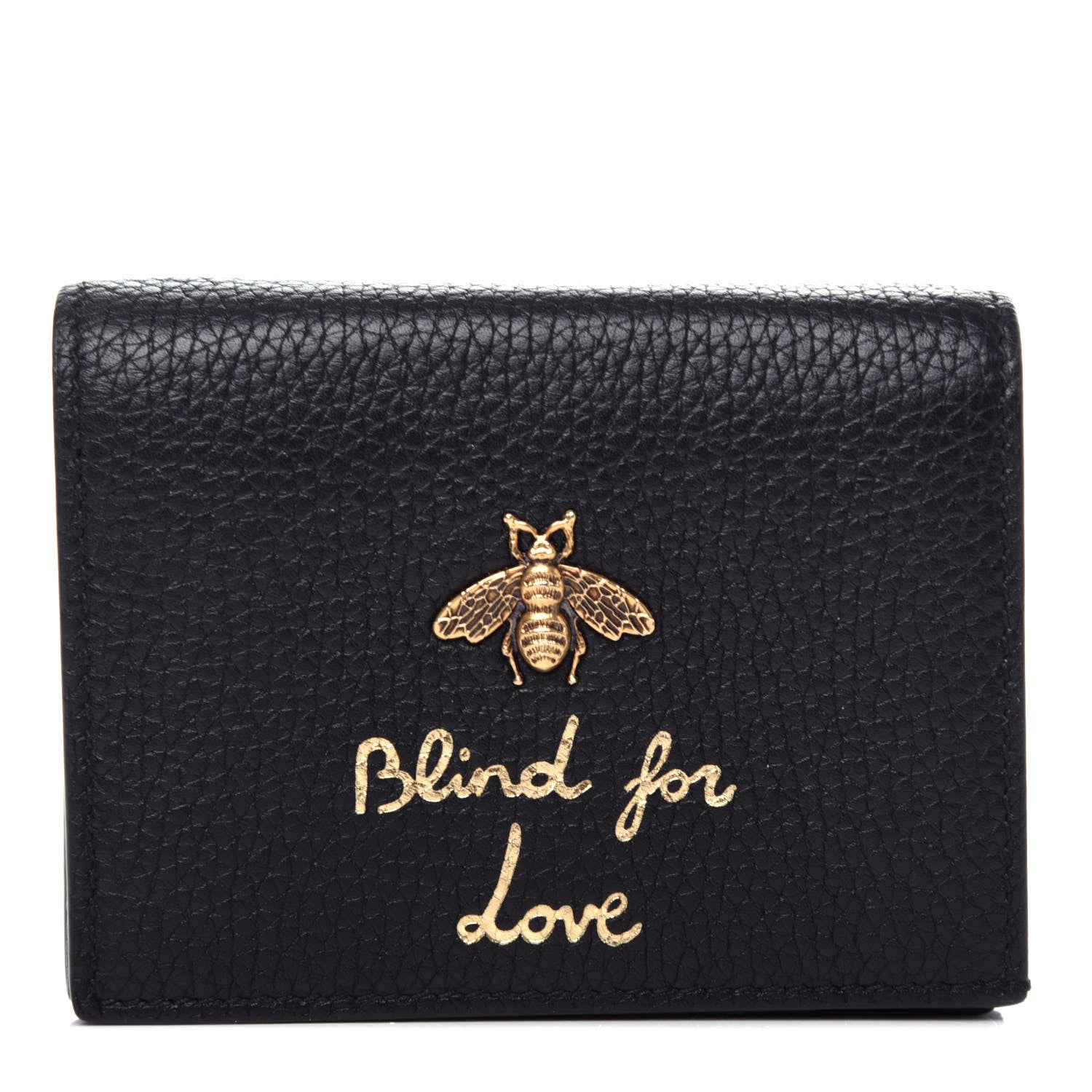 Gucci Pebbled Calfskin Animalier Card Case Black 1 of 7