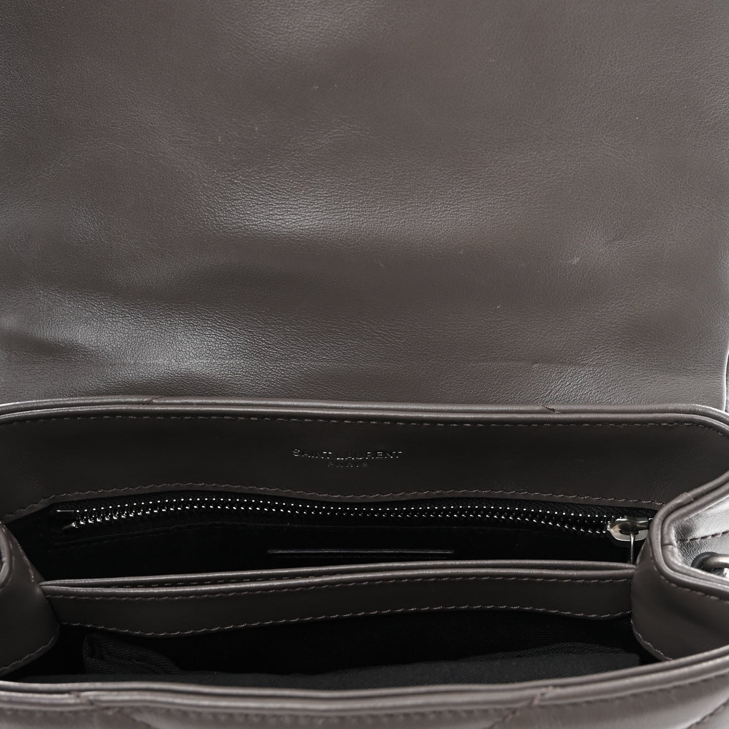 Saint Laurent Calfskin Y Quilted Monogram Toy Loulou Crossbody Bag Grey Kaki 10 of 10