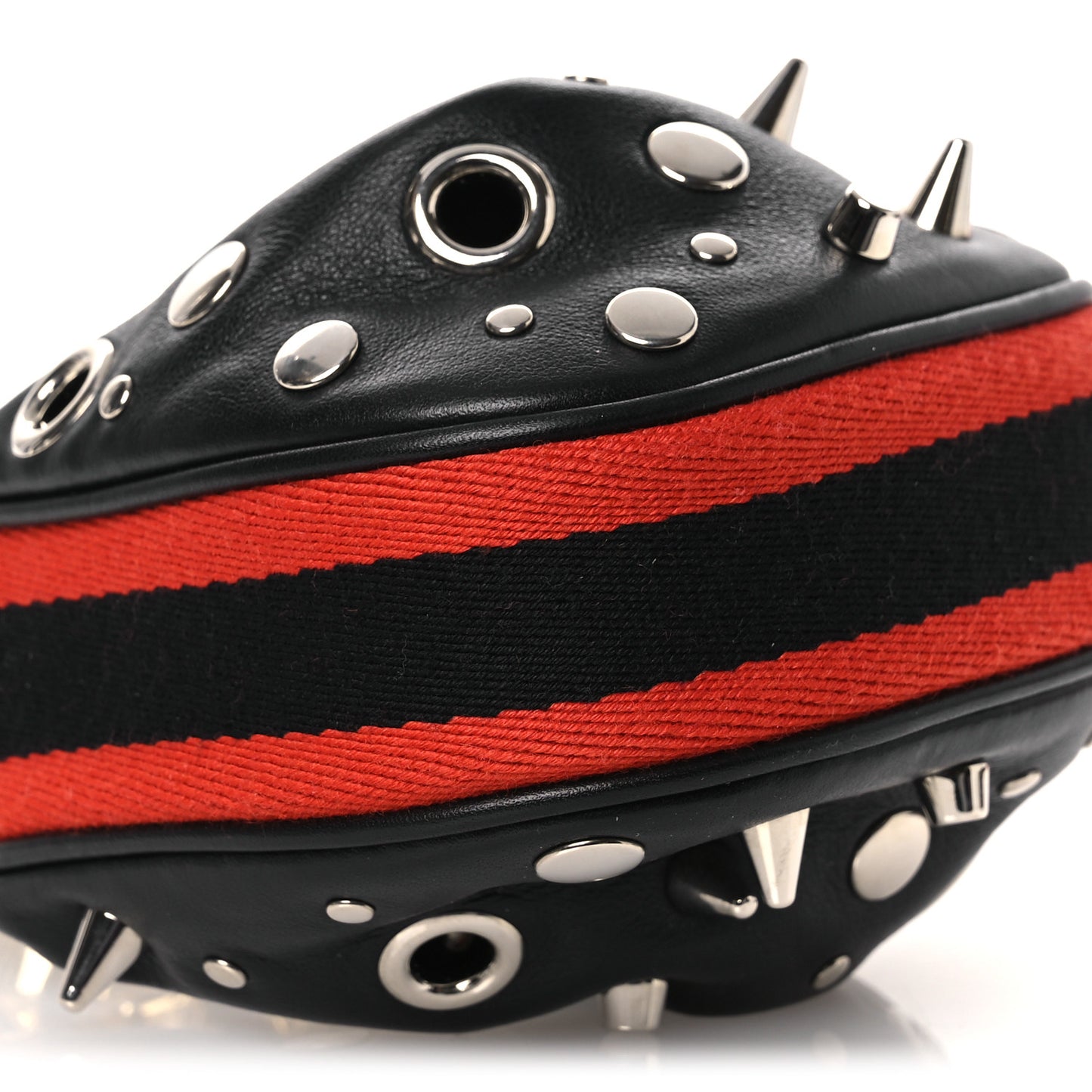 Calfskin Studded Web Mini Attache Hobo Black