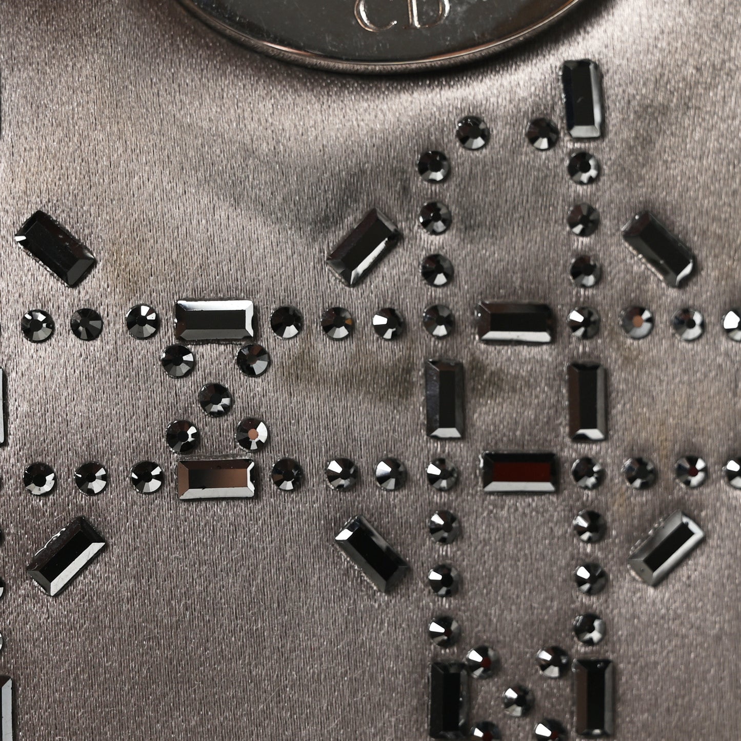 Satin Crystal Cannage Mini Lady Dior Gray