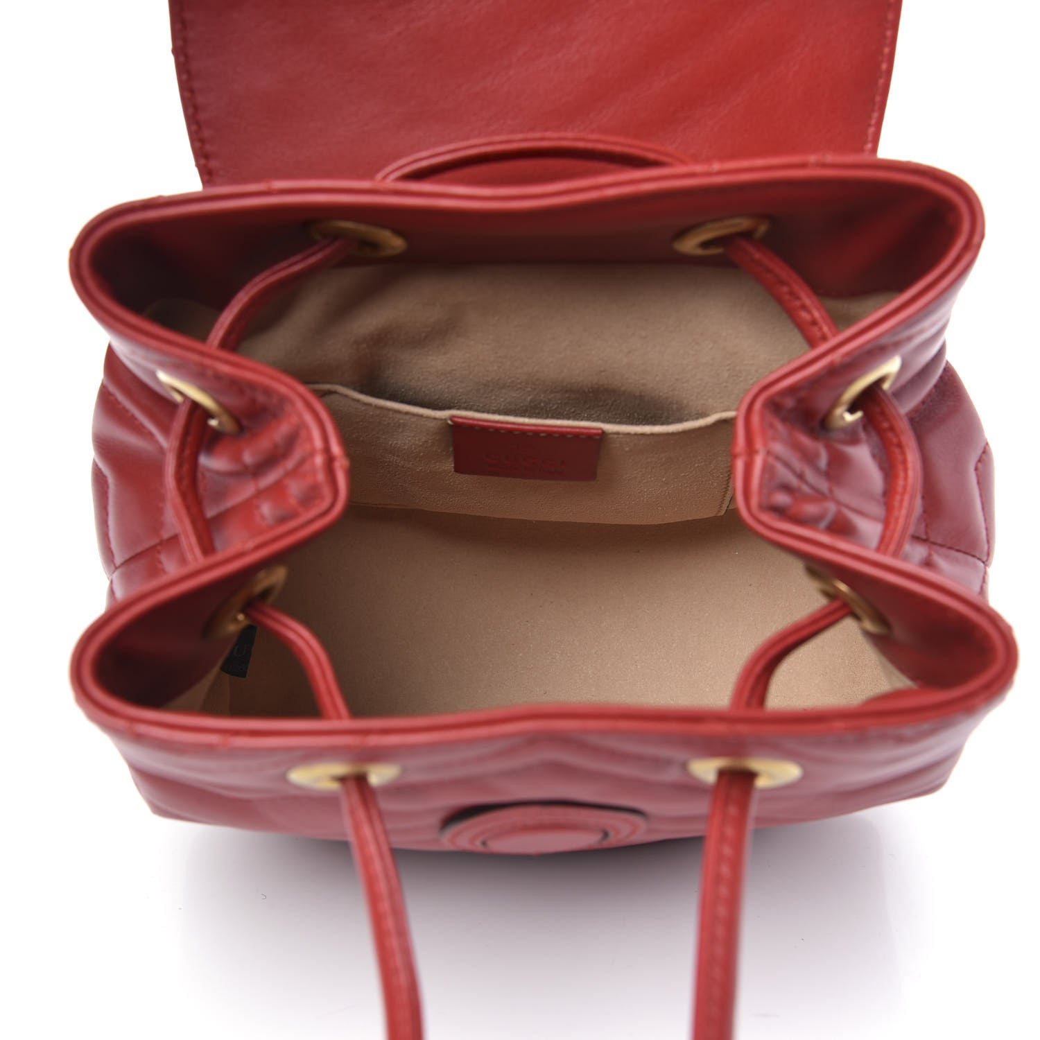 Gucci Calfskin Matelasse GG Marmont Flap Backpack Hibiscus Red 4 of 11