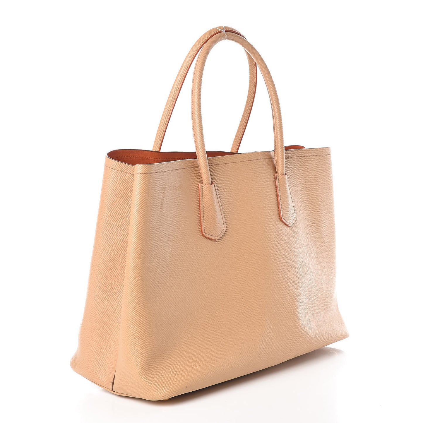 Saffiano Cuir Large Double Bag Noisette Papaya