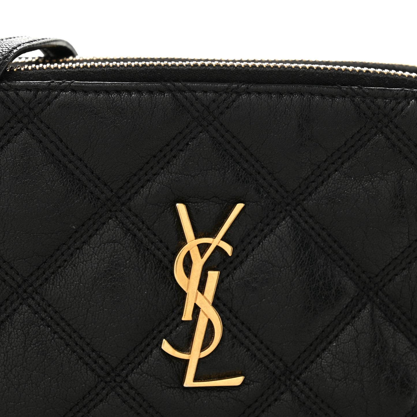 Grained Lambskin Quilted Mini Becky Double Zip Bag Black