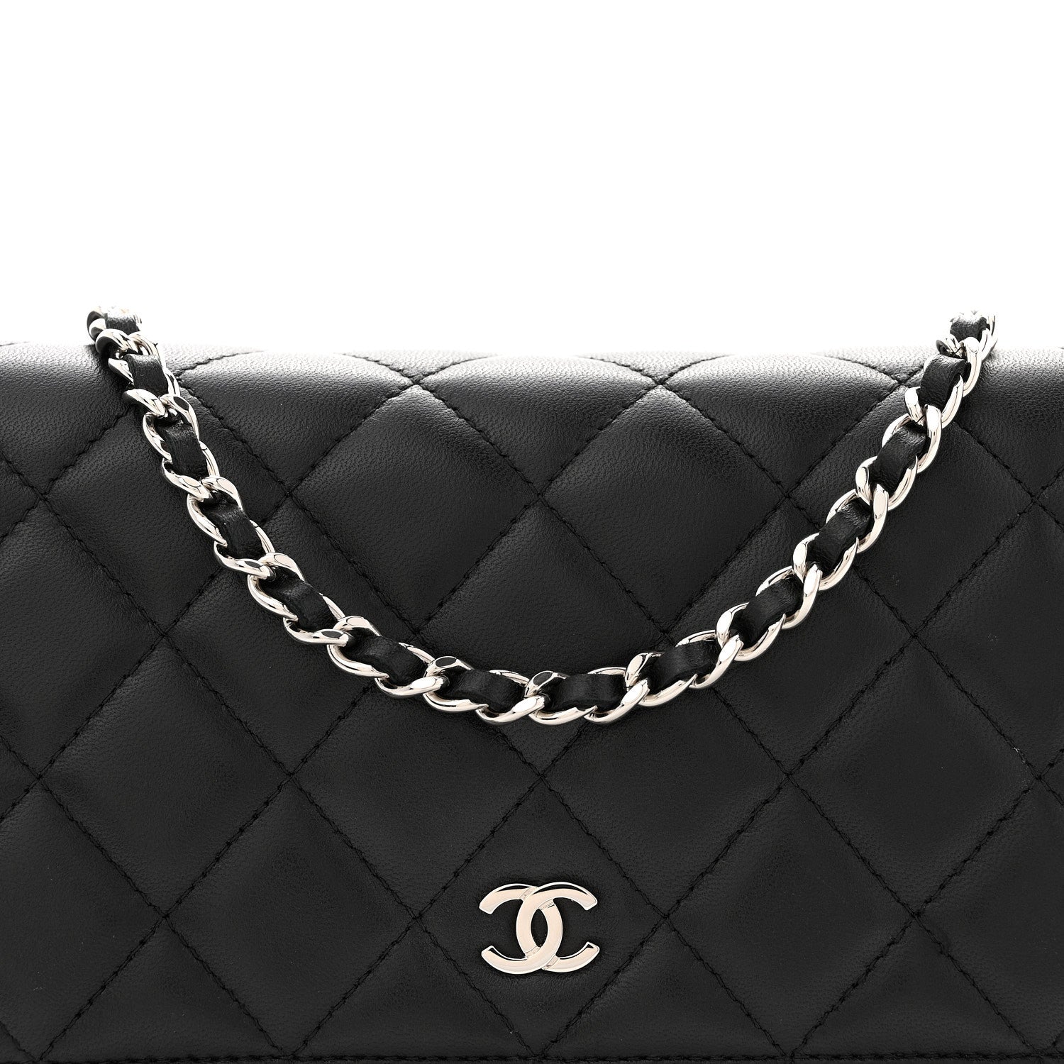 Chanel Lambskin Quilted Wallet On Chain WOC Black 8 of 10
