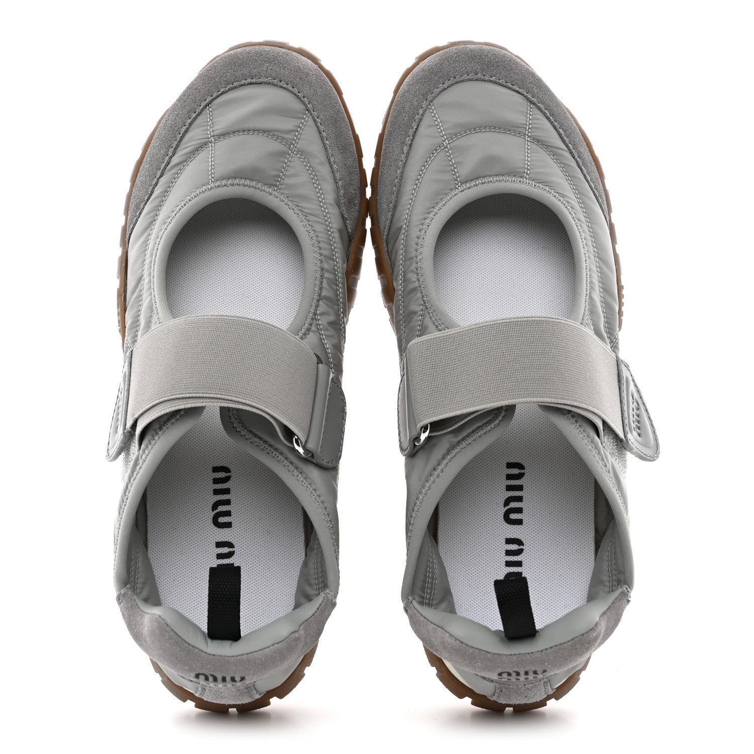 Miu Miu Technical Fabric Suede Womens Tyre Ballerina Flats 36.5 Cloudy Gray 2 of 9