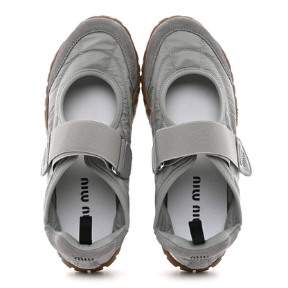 Miu Miu Technical Fabric Suede Womens Tyre Ballerina Flats 36.5 Cloudy Gray 2 of 9