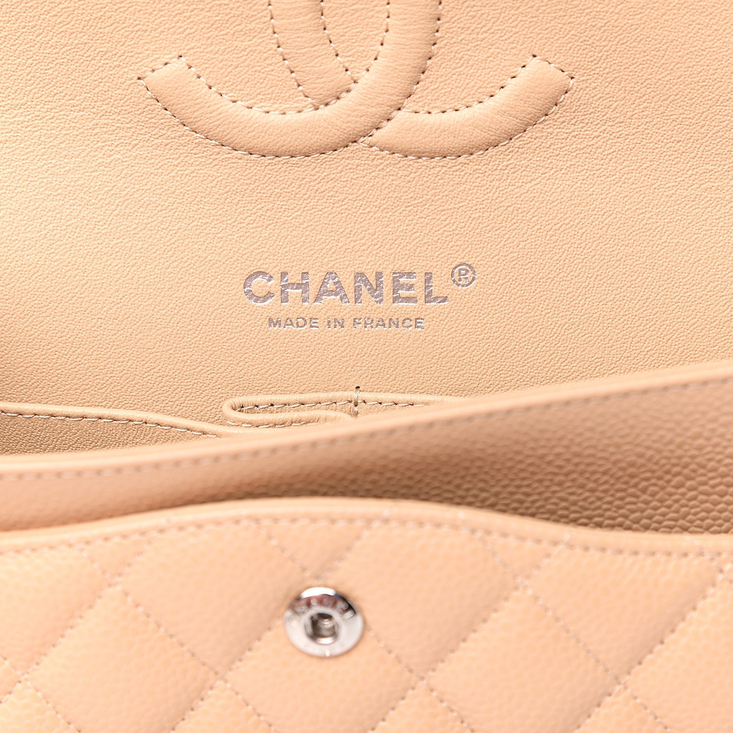 Chanel Caviar Quilted Medium Double Flap Beige 5 of 9