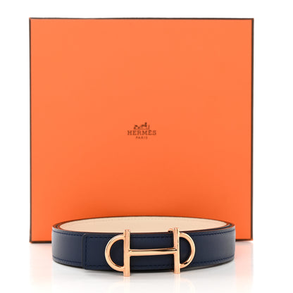 Hermes Swift Epsom 24mm Gamma Belt 85 34 Navy Bleu Craie 8 of 8