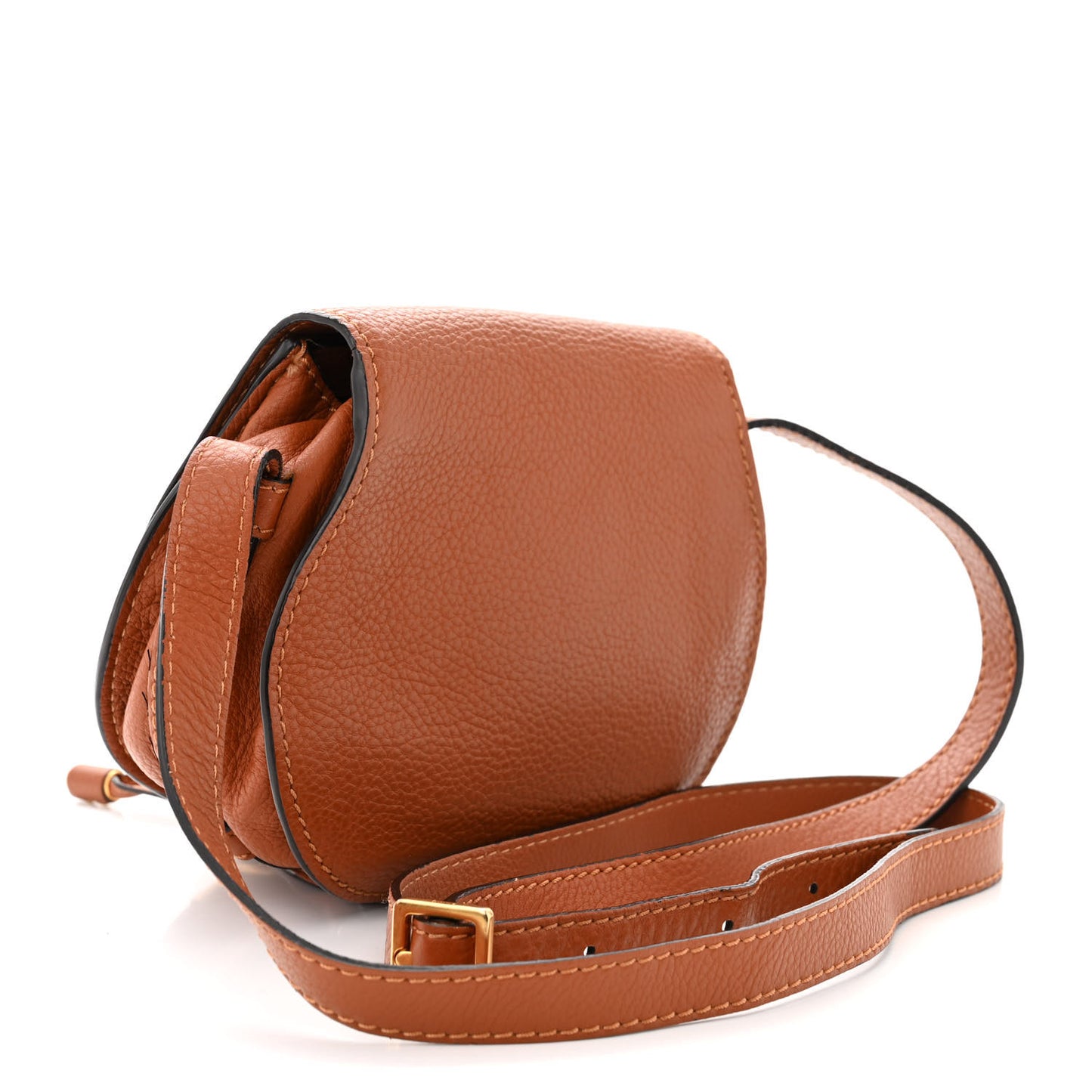 Grained Calfskin Small Marcie Saddle Bag Tan