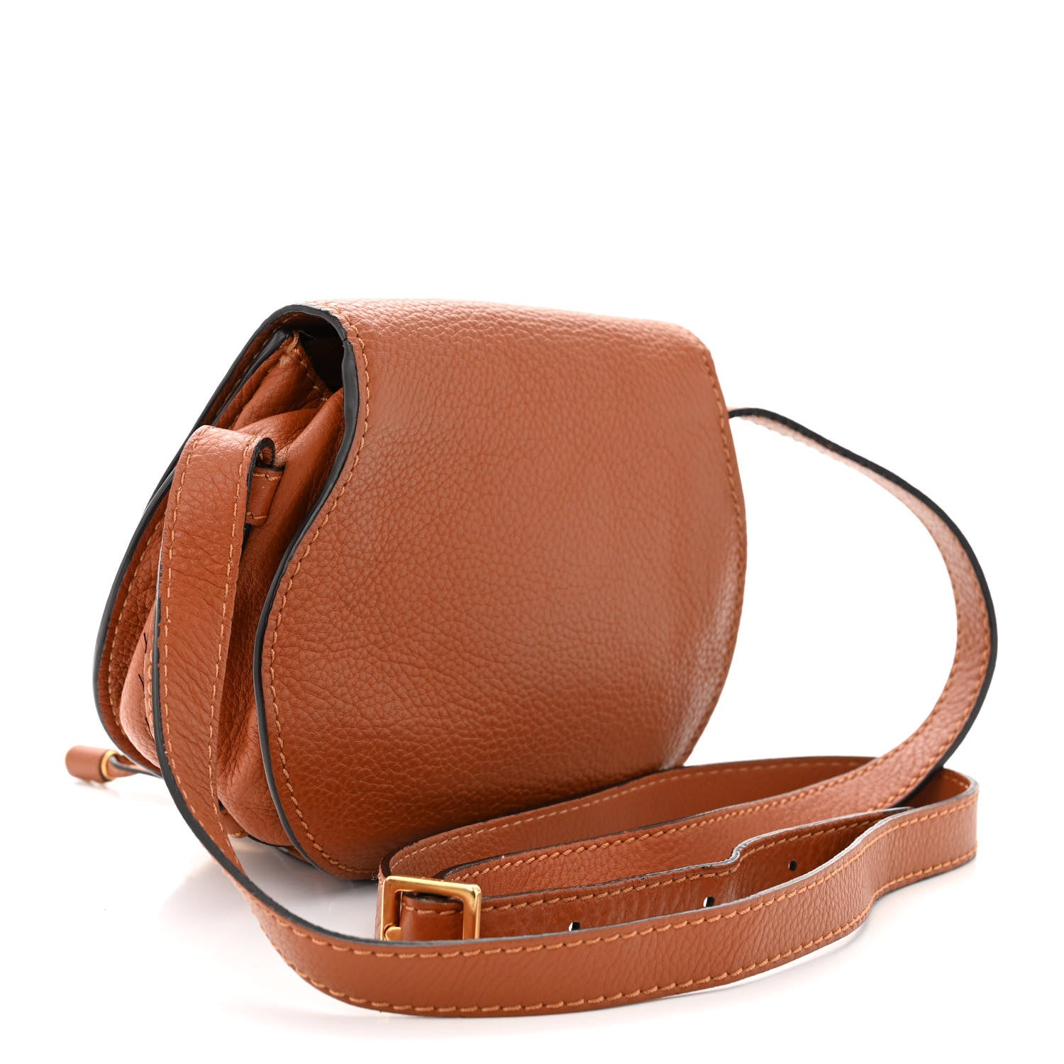 Chloe Grained Calfskin Small Marcie Saddle Bag Tan 3 of 13
