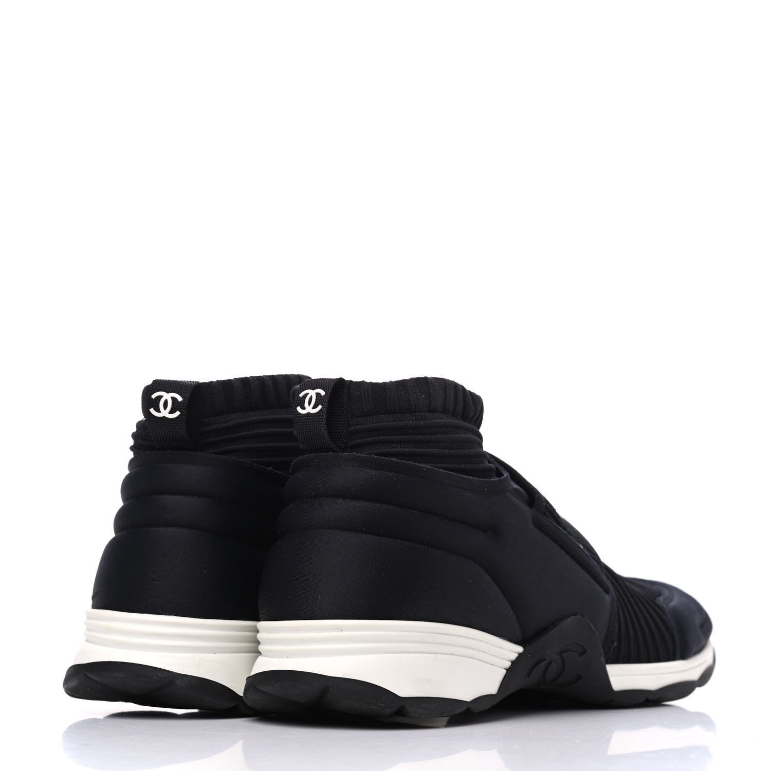 Chanel Stretch Fabric CC Sneakers 39 Black 4 of 14