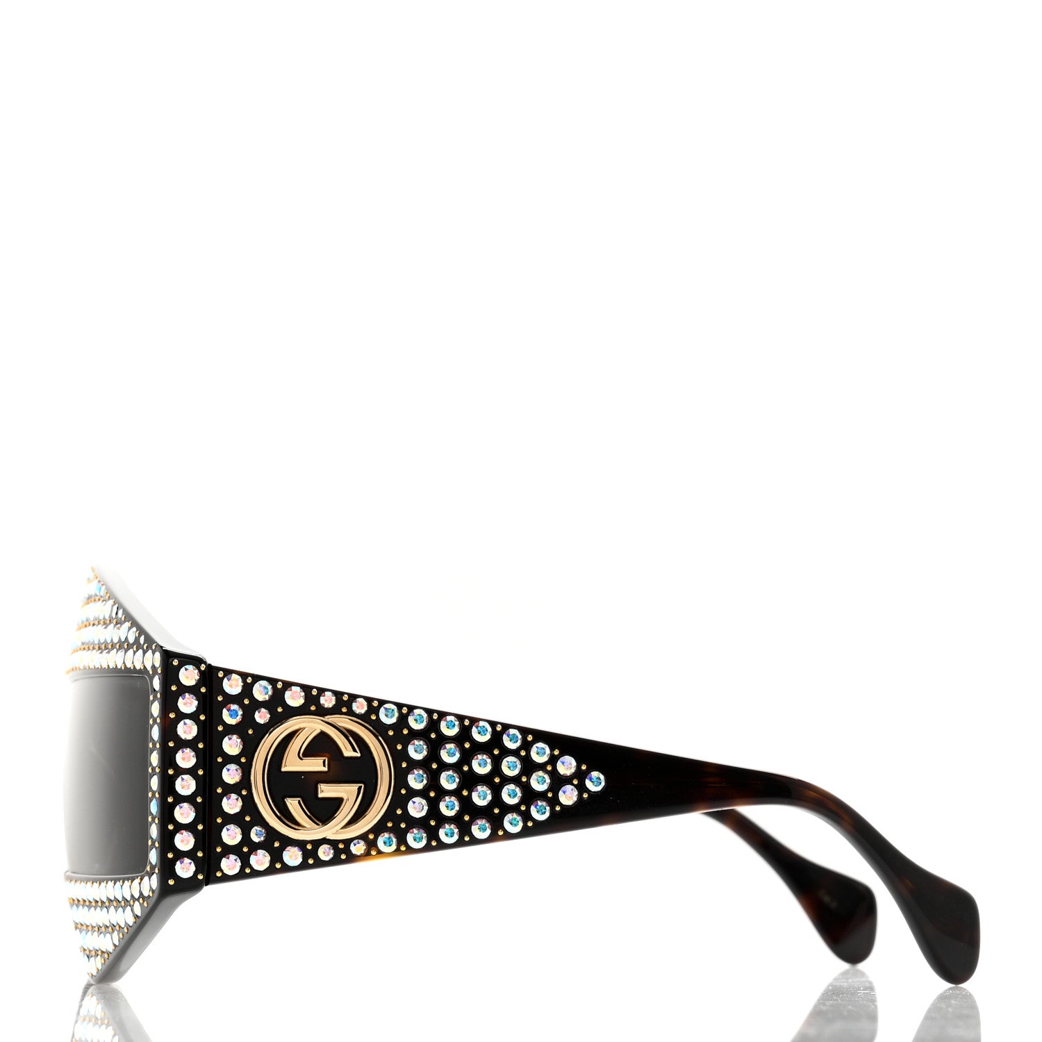 Gucci Crystal Rectangular Frame Sunglasses GG0357S Tortoiseshell 3 of 8
