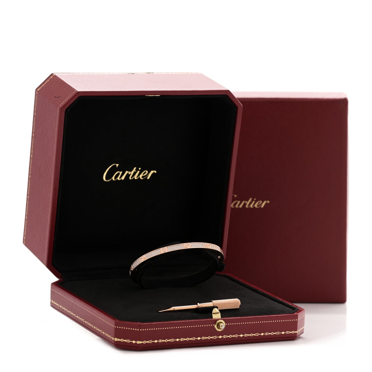 Cartier 18K Pink Gold Diamond Small LOVE Paved Bracelet 16 5 of 5