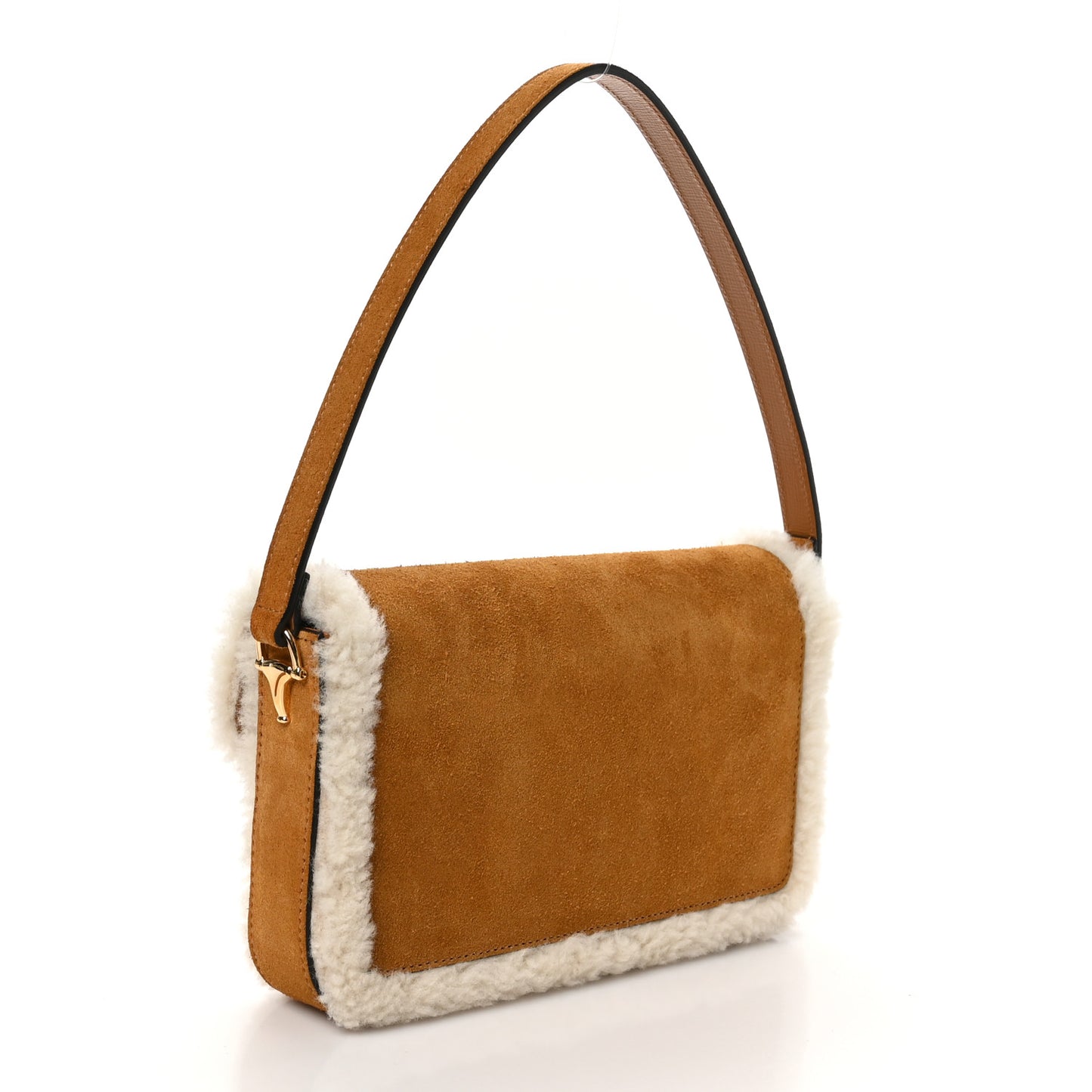 Suede Shearling Horsebit Mini 1955 Shoulder Bag Honey Beige Milk