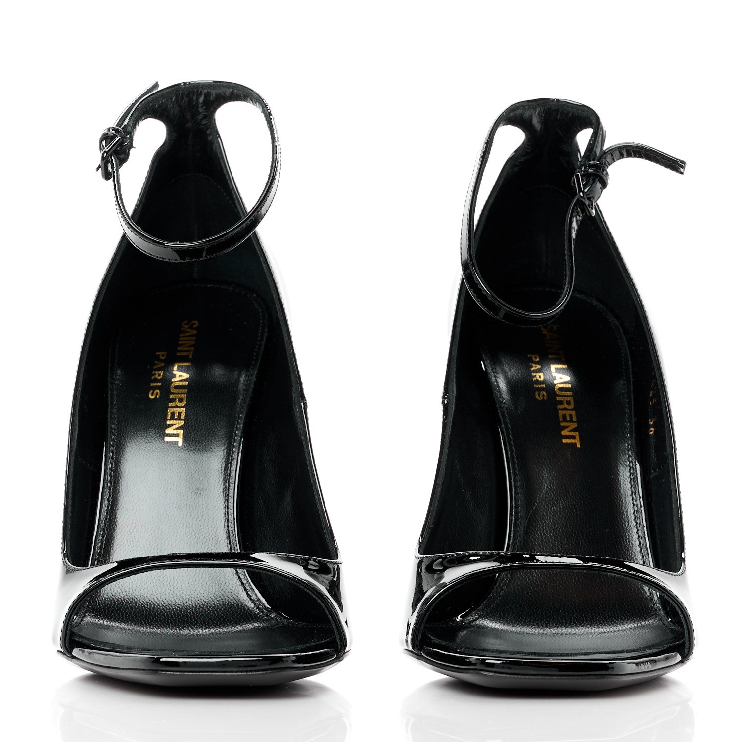 Saint Laurent Patent Calfskin Opyum 110 Sandals 36 Black 2 of 9