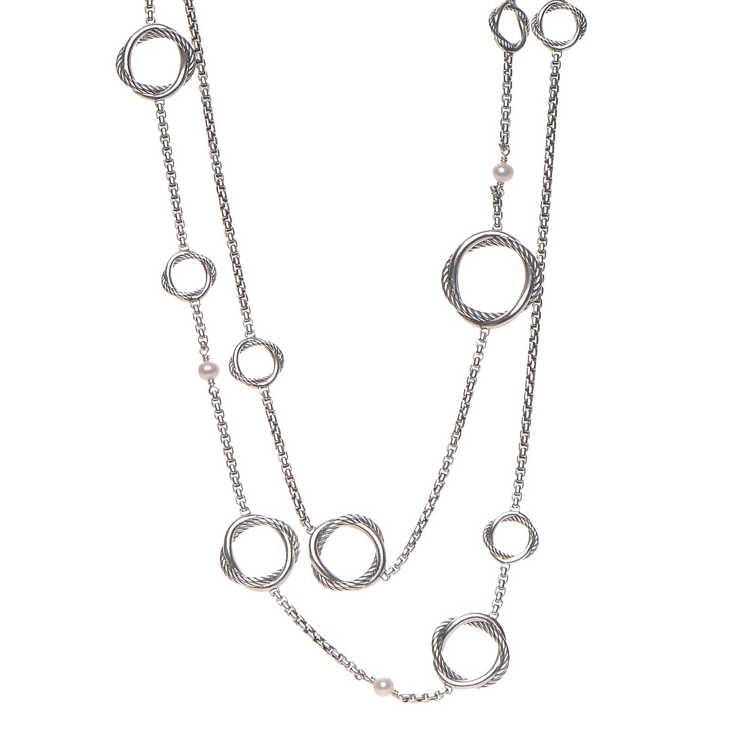 Sterling Silver Pearl Infinity Station Chain Necklace