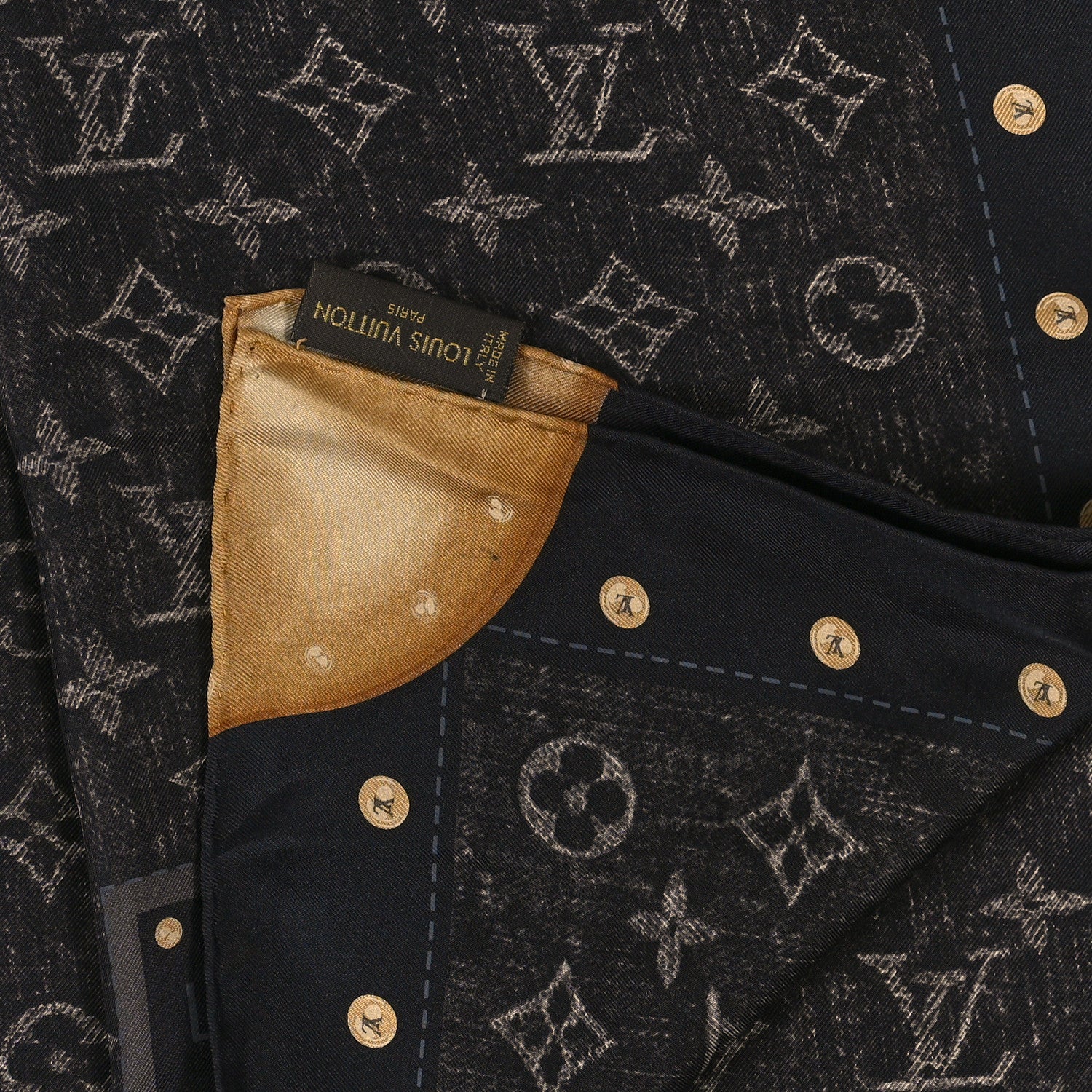 Louis Vuitton Silk Monogram Trunks Square Scarf Brown 3 of 3