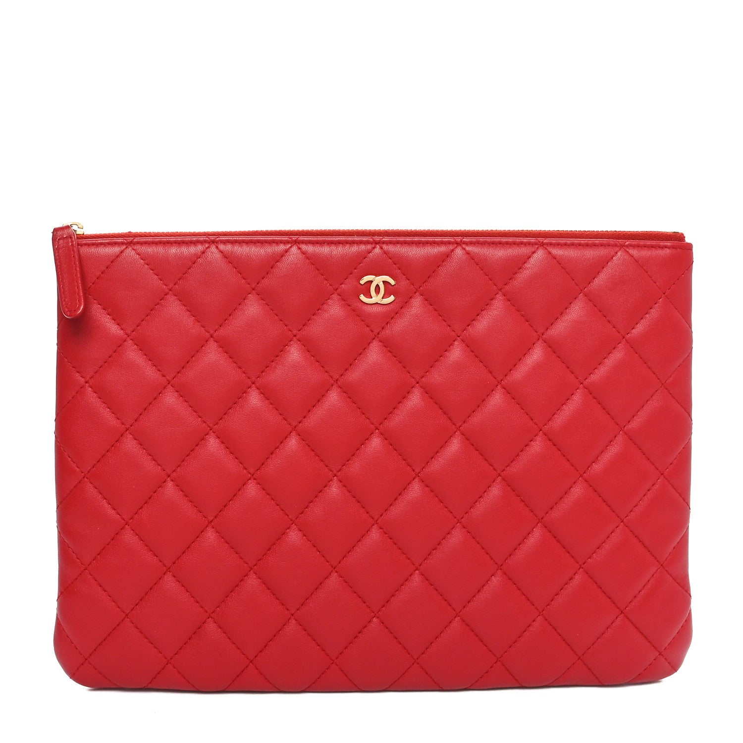 Chanel Lambskin Quilted Medium Cosmetic Case Red 1 of 9