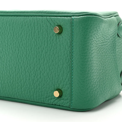 Hermes Taurillon Clemence Mini Lindy 20 Vert Vertigo 10 of 11