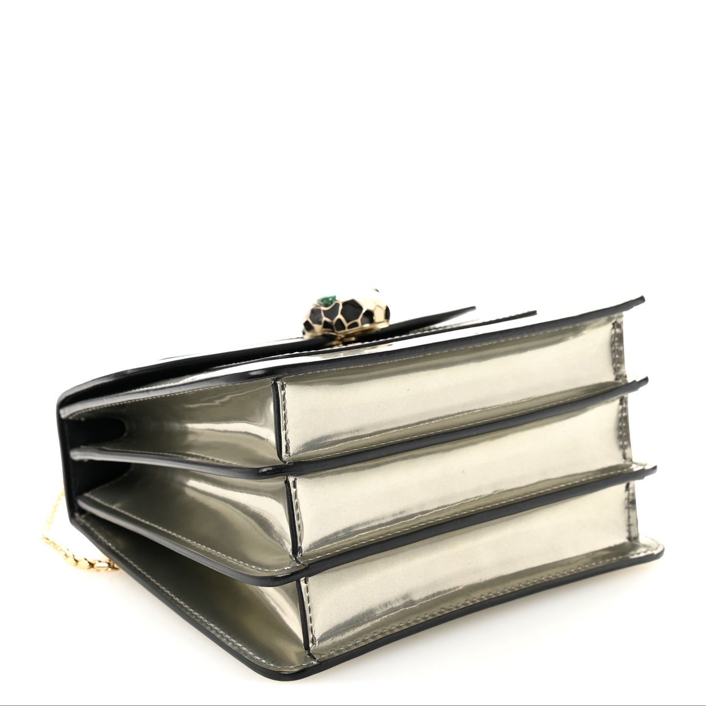 Metallic Calfskin Serpenti Forever Top Handle Silver