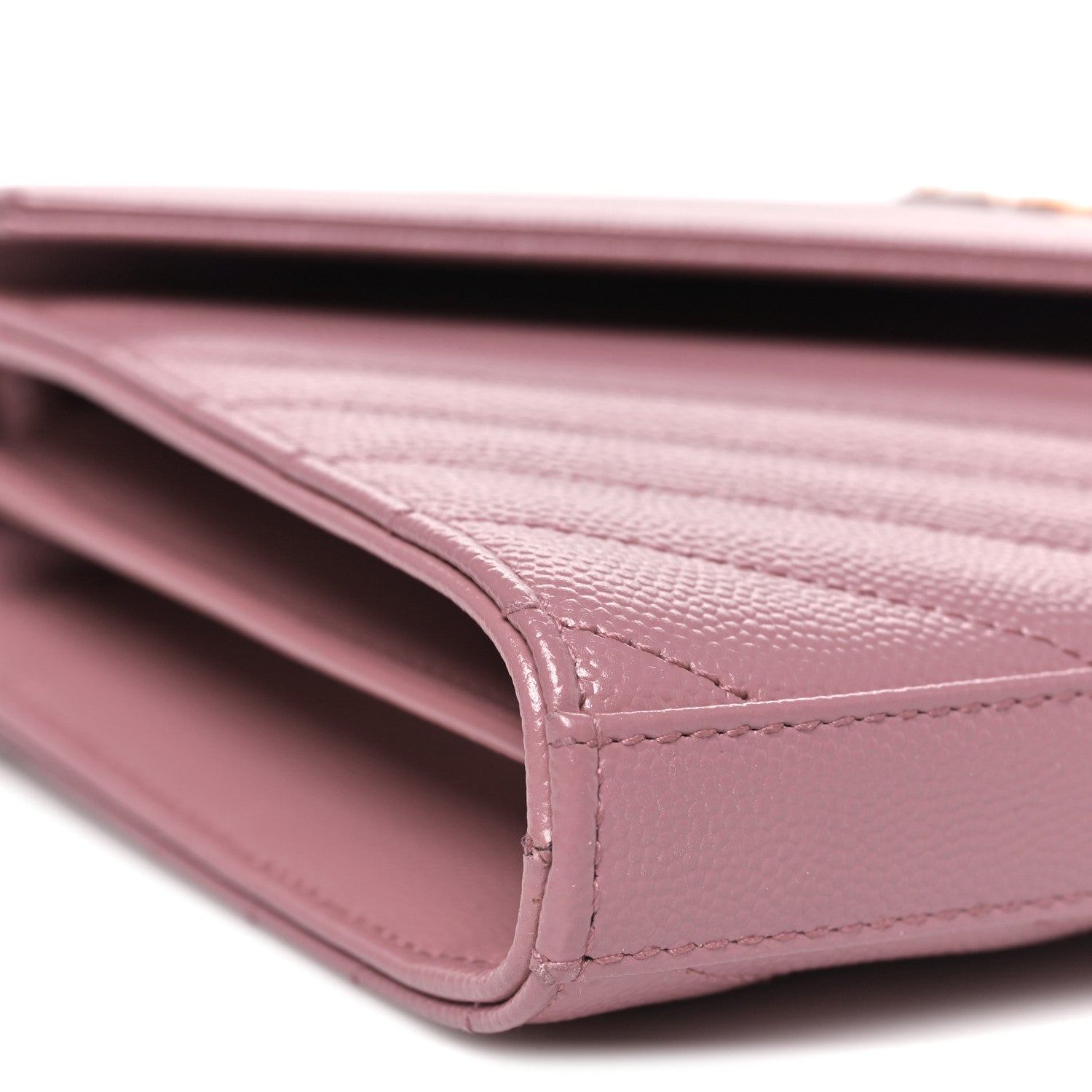 Saint Laurent Grain De Poudre Matelasse Chevron Monogram Chain Wallet Fuxia Couture 9 of 11