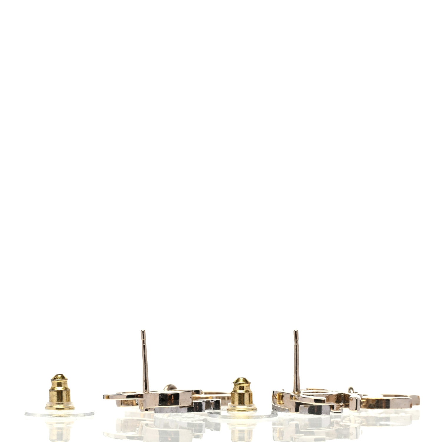 Chanel Crystal Pearl Double CC Drop Earrings Gold Silver 3 of 5