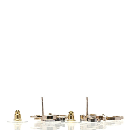 Chanel Crystal Pearl Double CC Drop Earrings Gold Silver 3 of 5