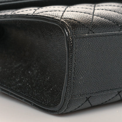 Saint Laurent Grain De Poudre Textured Mixed Matelasse Triquilt Medium Monogram Satchel Black 10 of 11