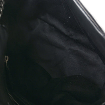 Saint Laurent Lambskin Quilted Medium Loulou Puffer Monogram Chain Satchel Black 5 of 9
