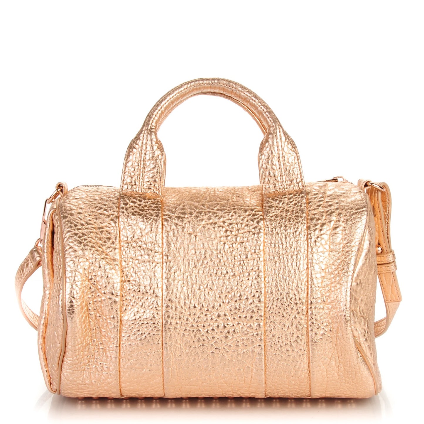 Metallic Pebbled Lambskin Rocco Rose Gold Hardware