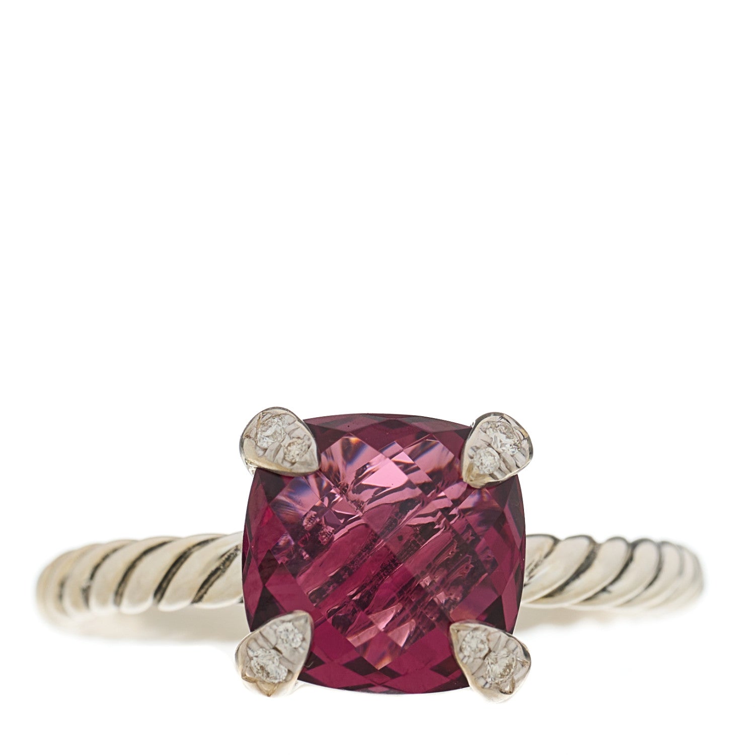 David Yurman Sterling Silver Diamond Rhodolite 8mm Chatelaine Ring 47 4.25 1 of 5