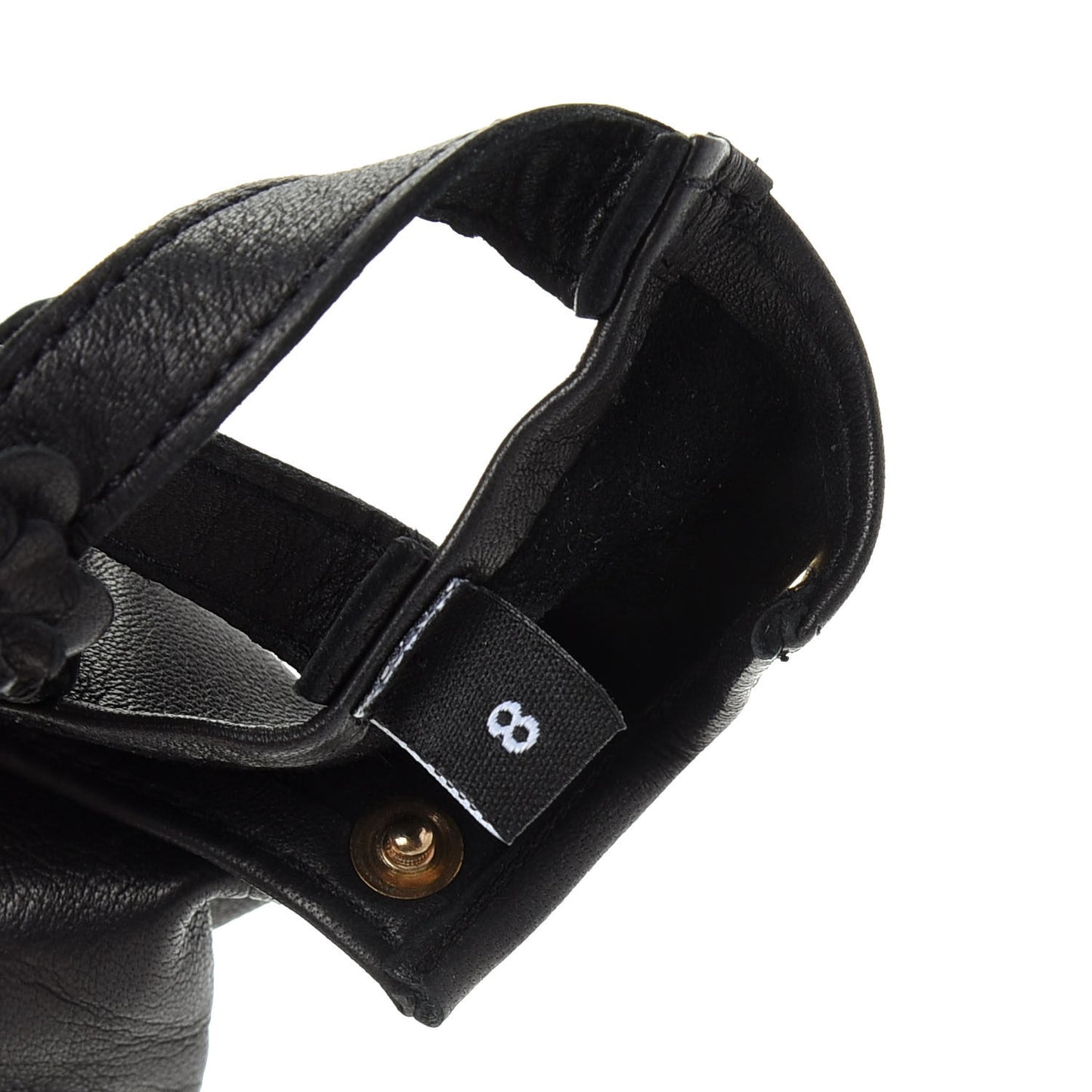 Lambskin Camellia Fingerless Gloves 8 Black
