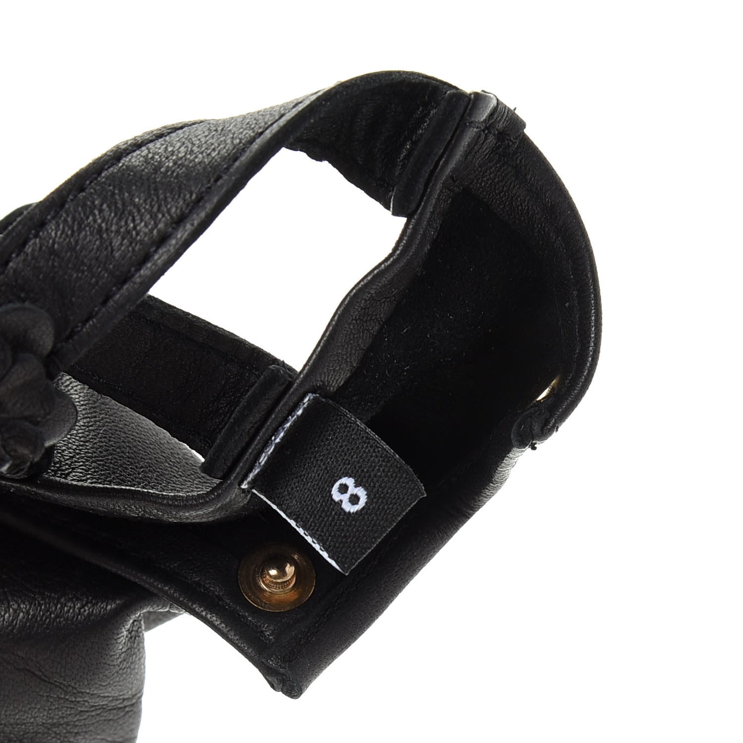 Chanel Lambskin Camellia Fingerless Gloves 8 Black 3 of 5