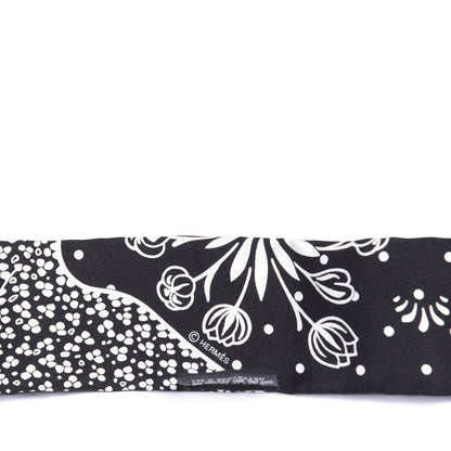 Hermes Silk Les Leopards Twilly Black White 3 of 4