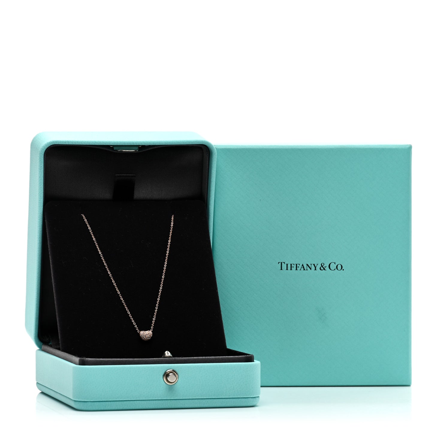 18K Rose Gold Diamond Mini Elsa Peretti Bean Pendant Necklace