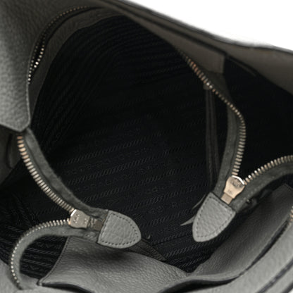 Prada Vitello Phenix Embossed Logo Hobo Argilla 5 of 9