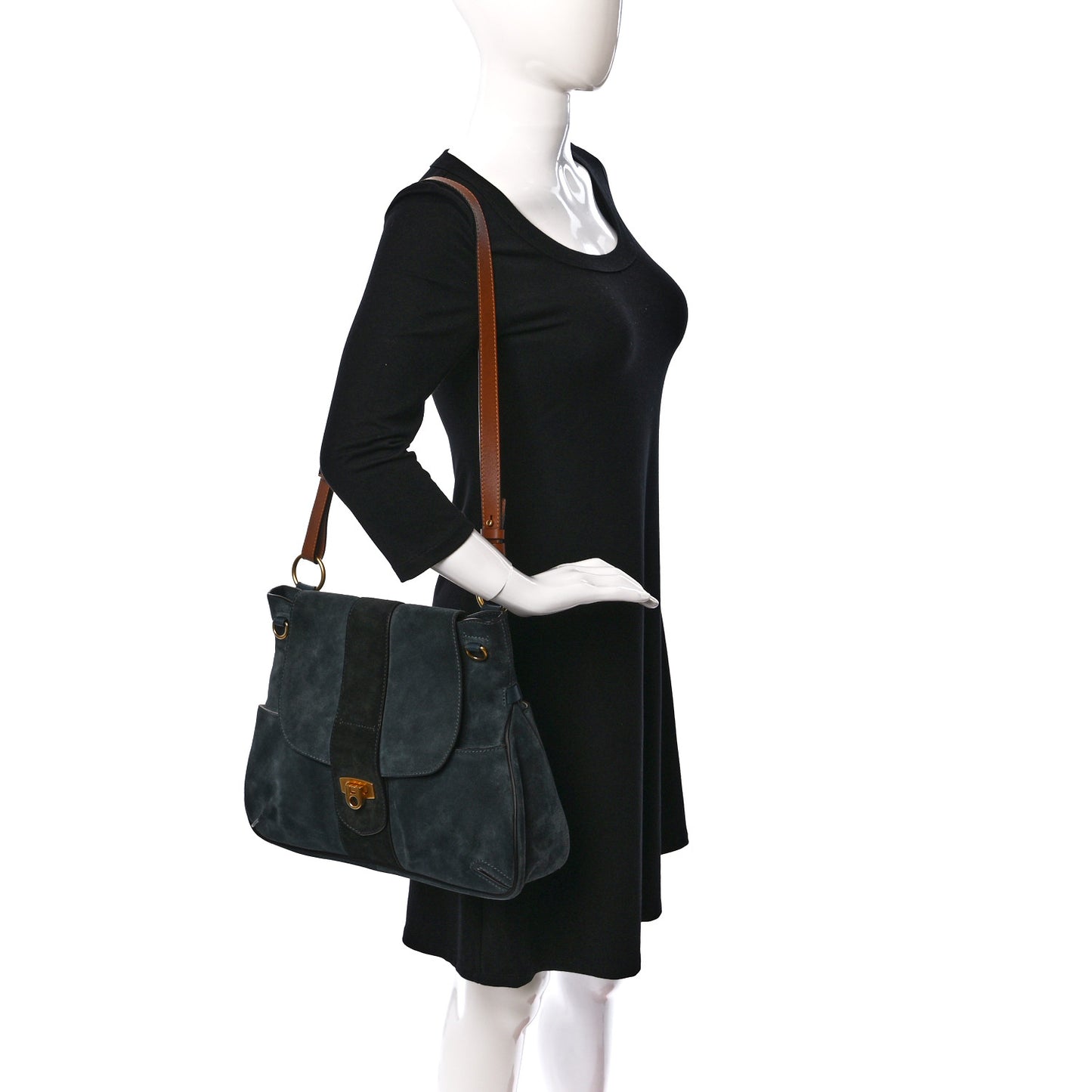 Suede Medium Lexa Shoulder Bag Silver Blue