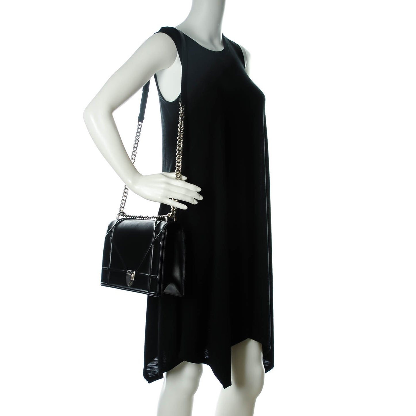 Lambskin Large Diorama Flap Bag Black