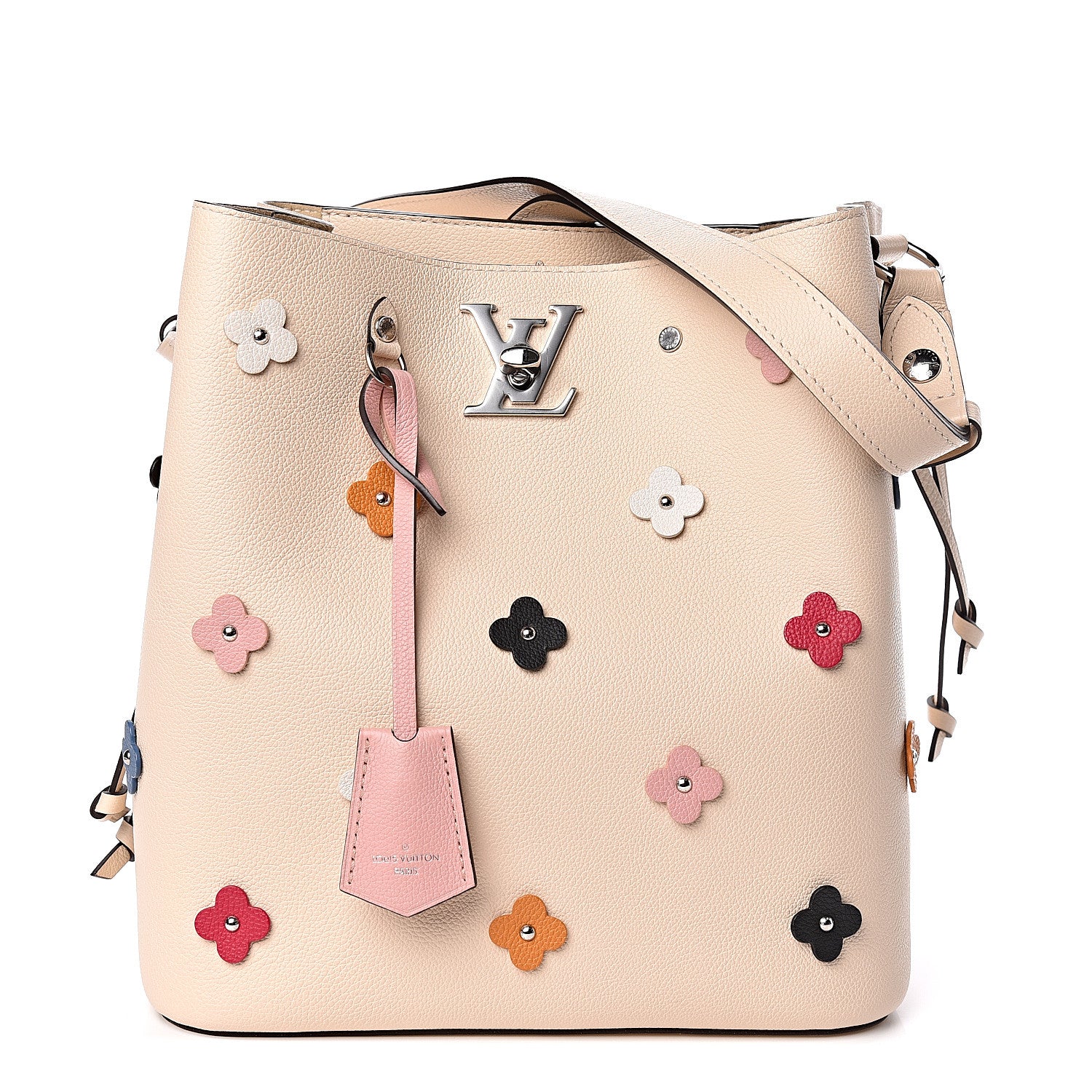 Louis Vuitton Calfskin Flowers Lockme Bucket Creme 1 of 10