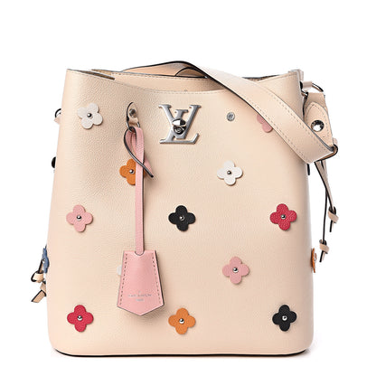 Louis Vuitton Calfskin Flowers Lockme Bucket Creme 1 of 10