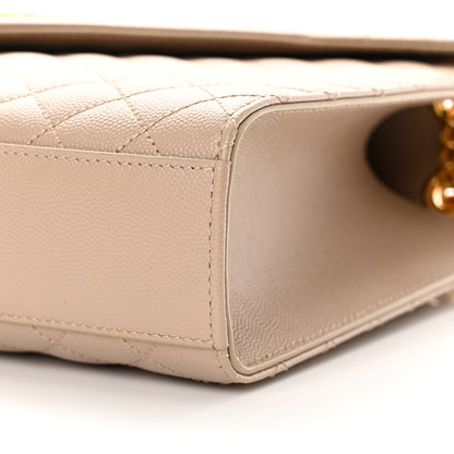 Saint Laurent Grain De Poudre Mixed Matelasse Large Triquilt Monogram Satchel Dark Beige 9 of 11