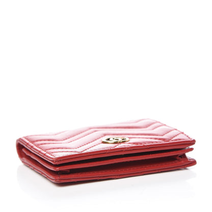 Gucci Calfskin Matelasse GG Marmont Card Case Hibiscus Red 4 of 10