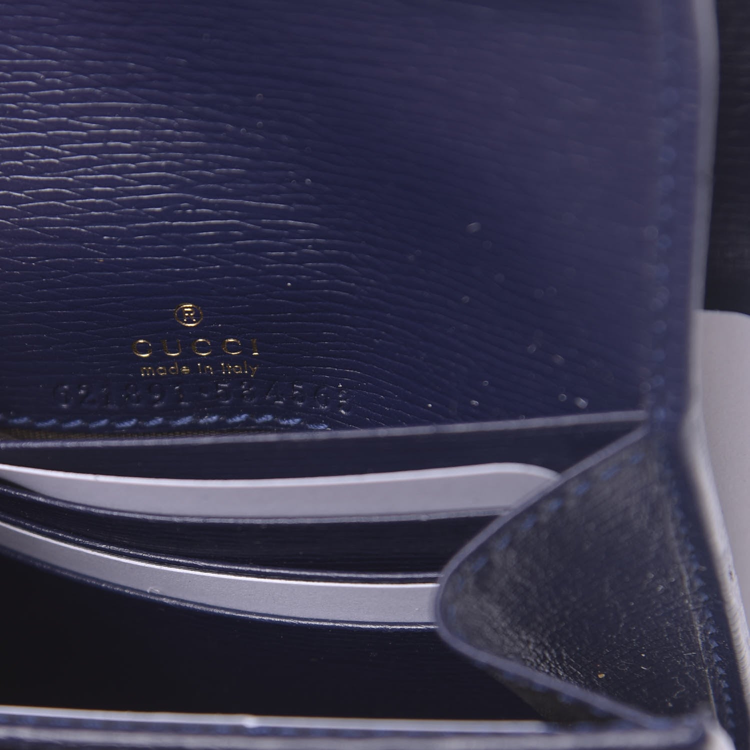 Gucci Shangai Calfskin Polka Dot Horsebit 1955 Flap Card Case Wallet Blue Orange Sailor Blue 6 of 7