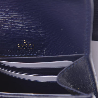 Gucci Shangai Calfskin Polka Dot Horsebit 1955 Flap Card Case Wallet Blue Orange Sailor Blue 6 of 7