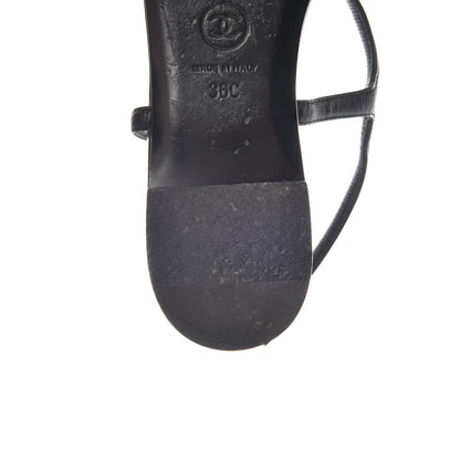 Chanel Lambskin Camellia Thong Sandals 36 Black White 15 of 16