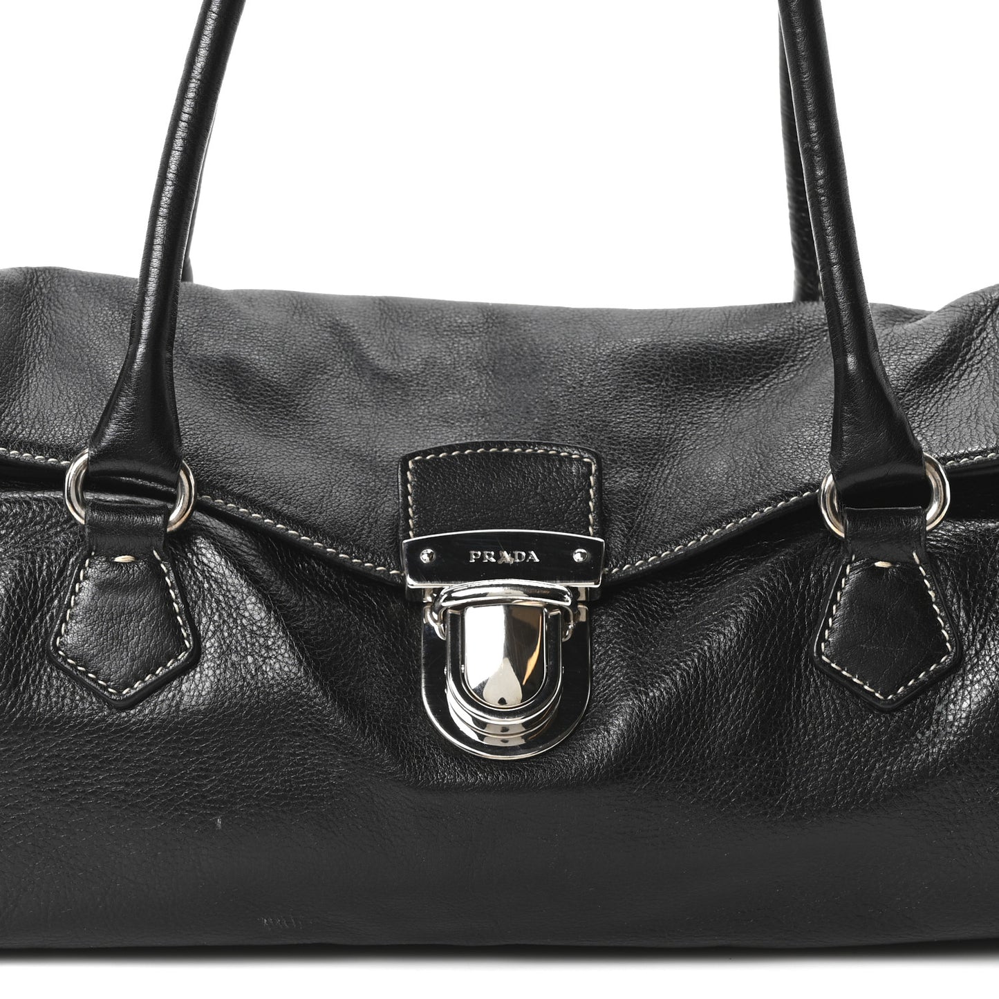 Vitello Easy Foldover Pushlock Satchel Black