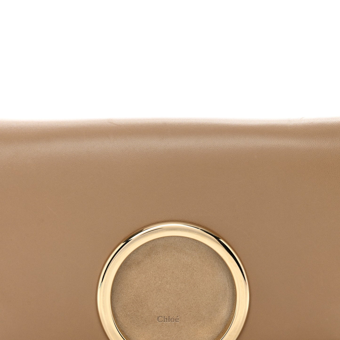 Calfskin Suede Gabrielle Clutch Cream Chestnut