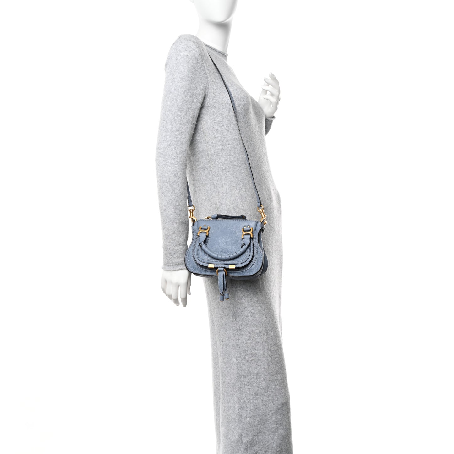 Calfskin Mini Marcie Satchel Washed Blue