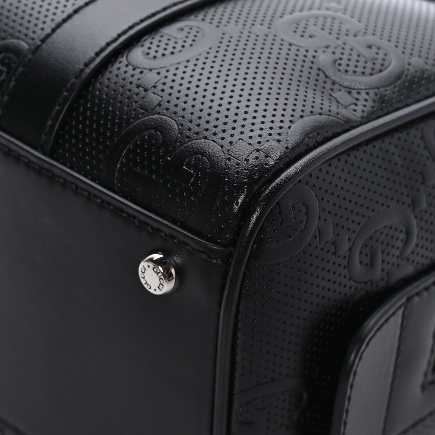 Calfskin GG Tennis Embossed Mini Duffle Bag Black