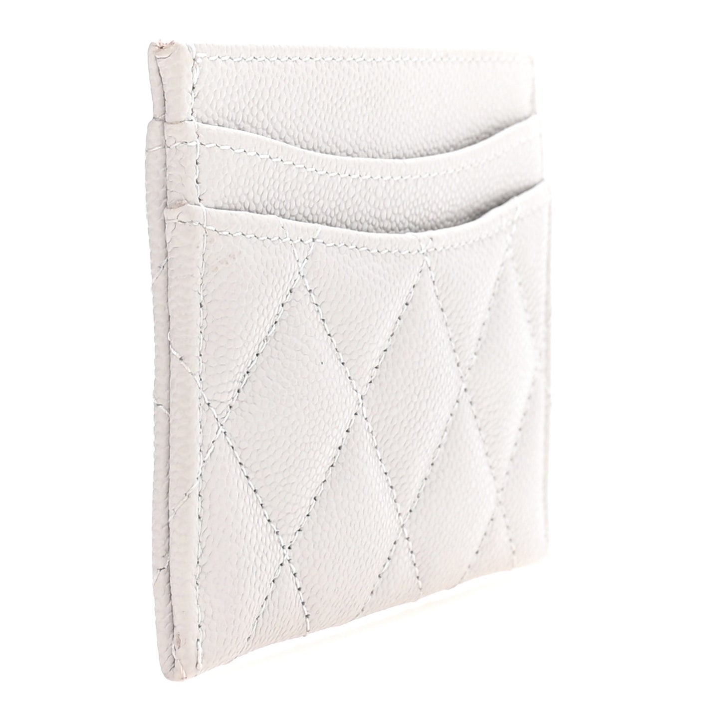 Caviar Quilted Card Holder Light Grey